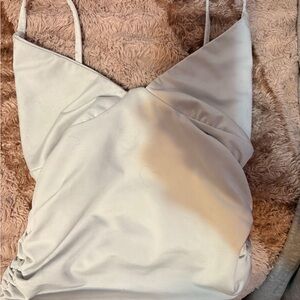 Women's White Satin Cami Top with Spaghetti Straps